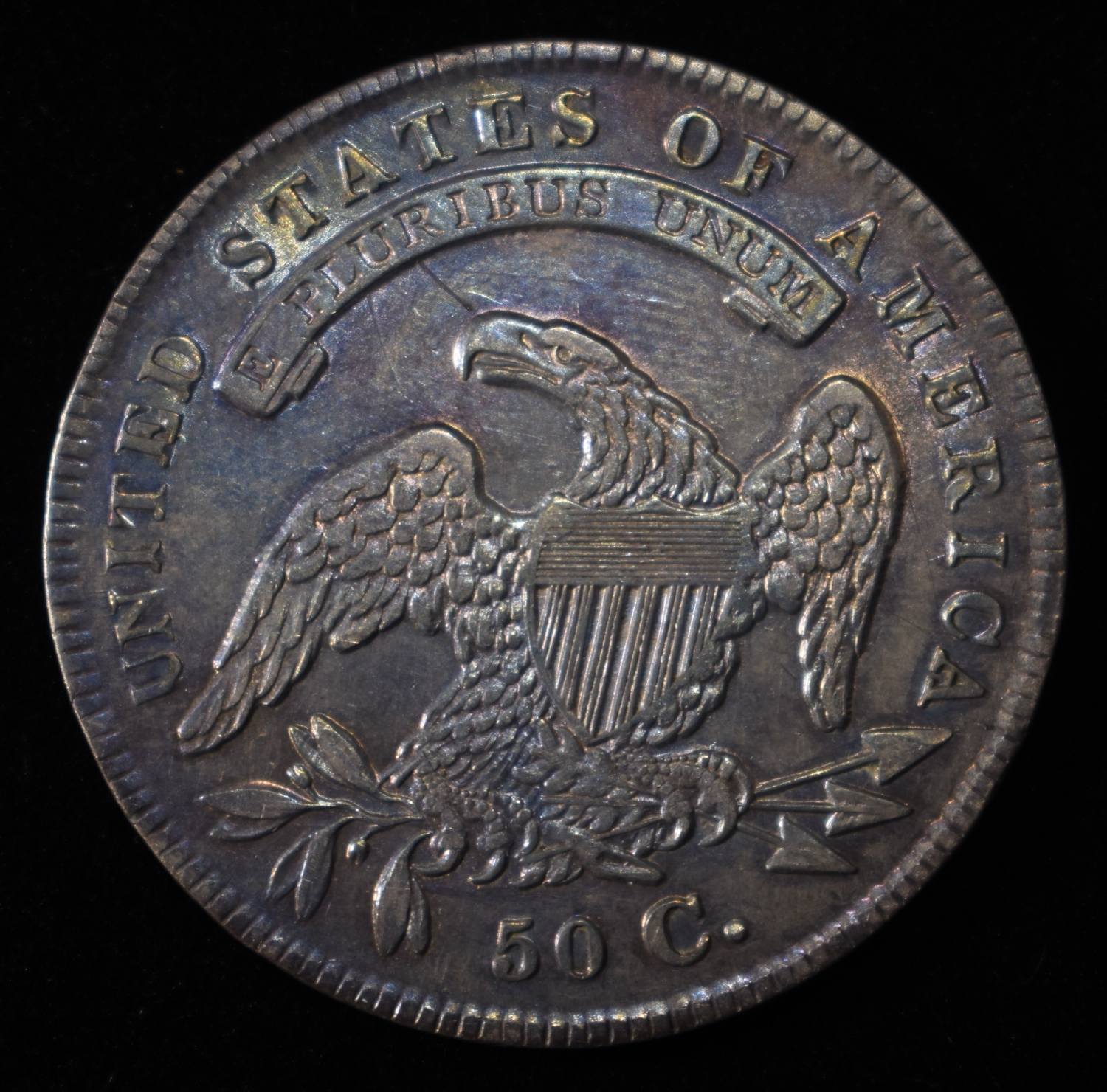 1834 CAPPED BUST 50C NICE UNC GREAT IRRIDESCENT