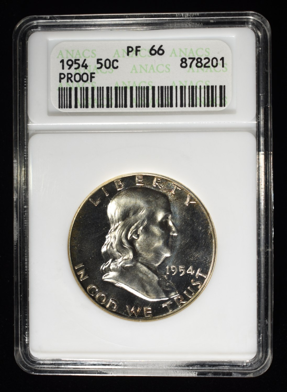 1954 FRANKLIN HALF DOLLAR ANACS PF66