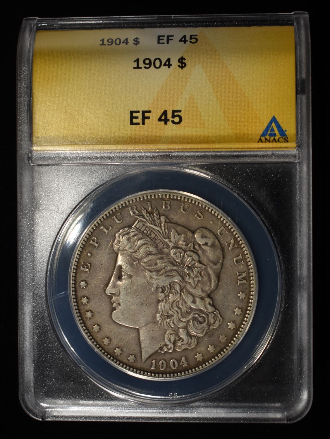 1904 MORGAN DOLLAR EF 45 ANACS