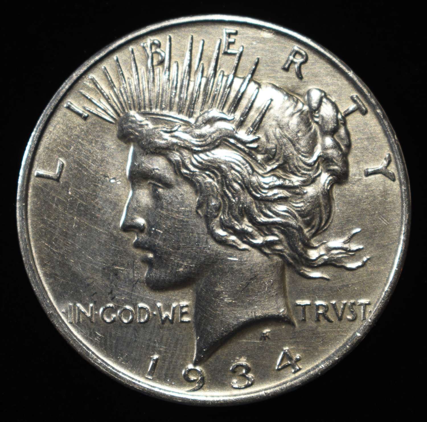 1934-D PEACE DOLLAR CH BU SOME OLD CLEANING
