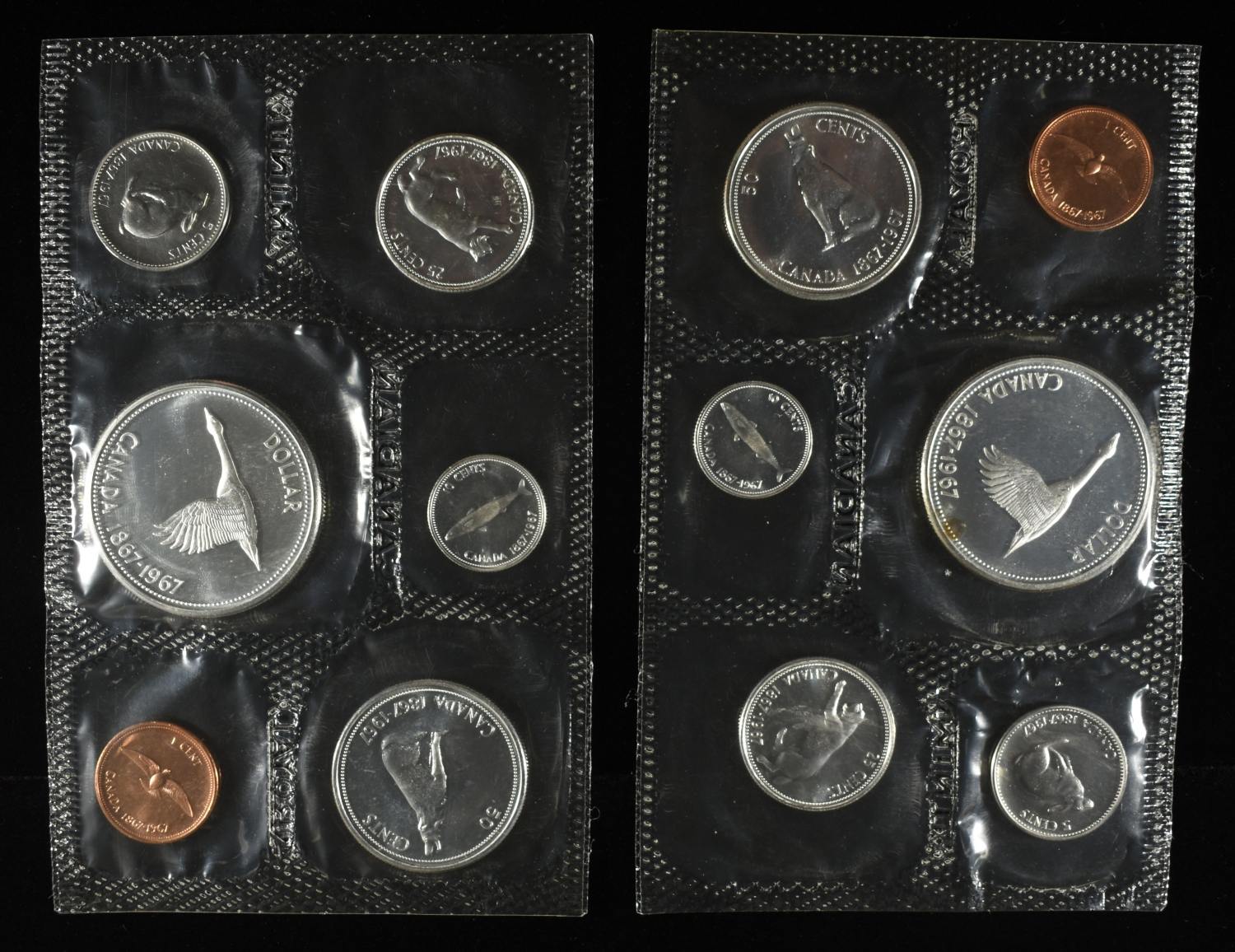 (2) 1967 CANADA PL SET