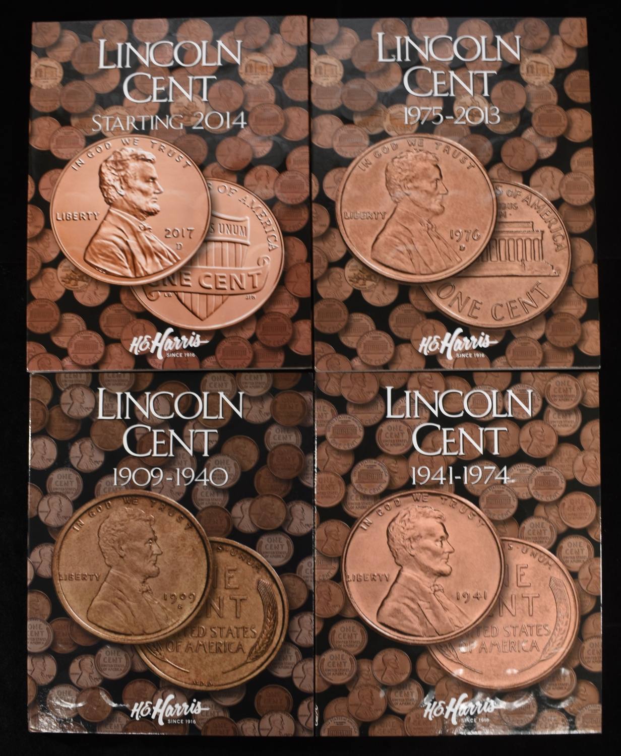 (4) LINCOLN CENT H.E. HARRIS ALBUMS