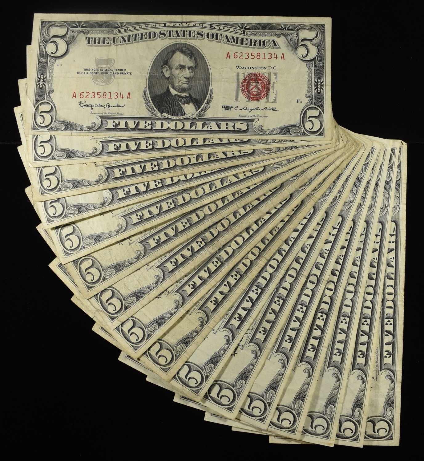 (16) $5 RED SEAL CERTIFICATES