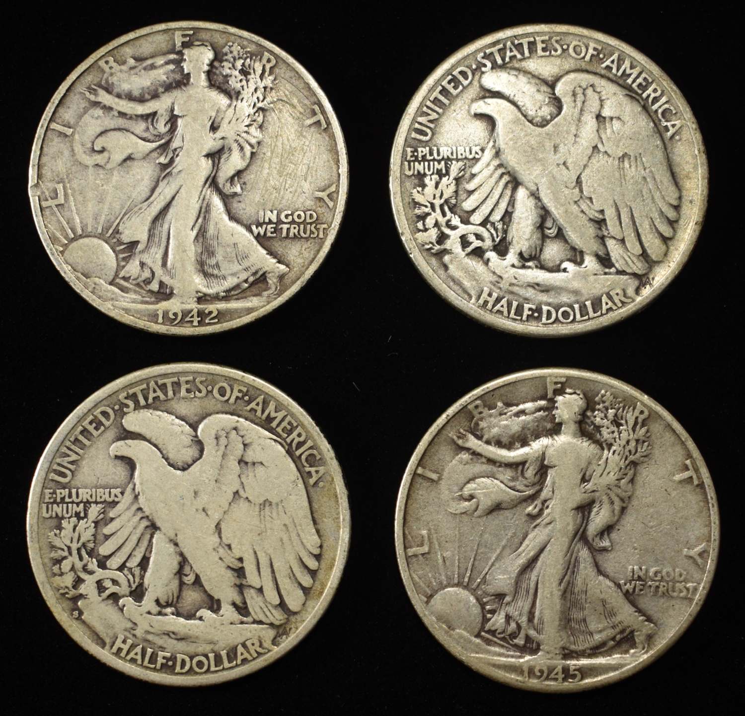 (10) 90% SILVER WALKING LIBERTY HALF DOLLARS