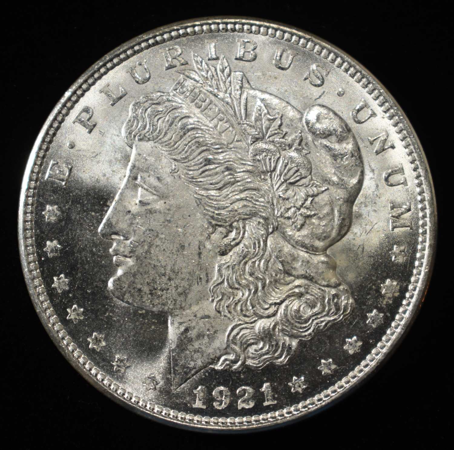 1921-D MORGAN DOLLAR FROSTY GEM BU REALLY NICE