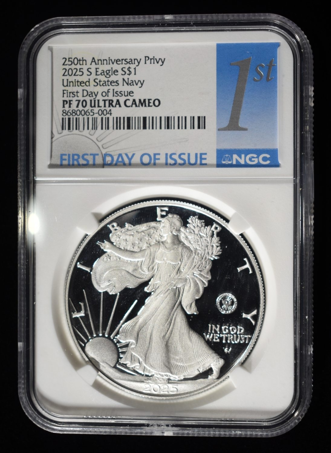 2025-S AMERICAN SILVER EAGLE PF 70 ULTRA CAMEO NGC