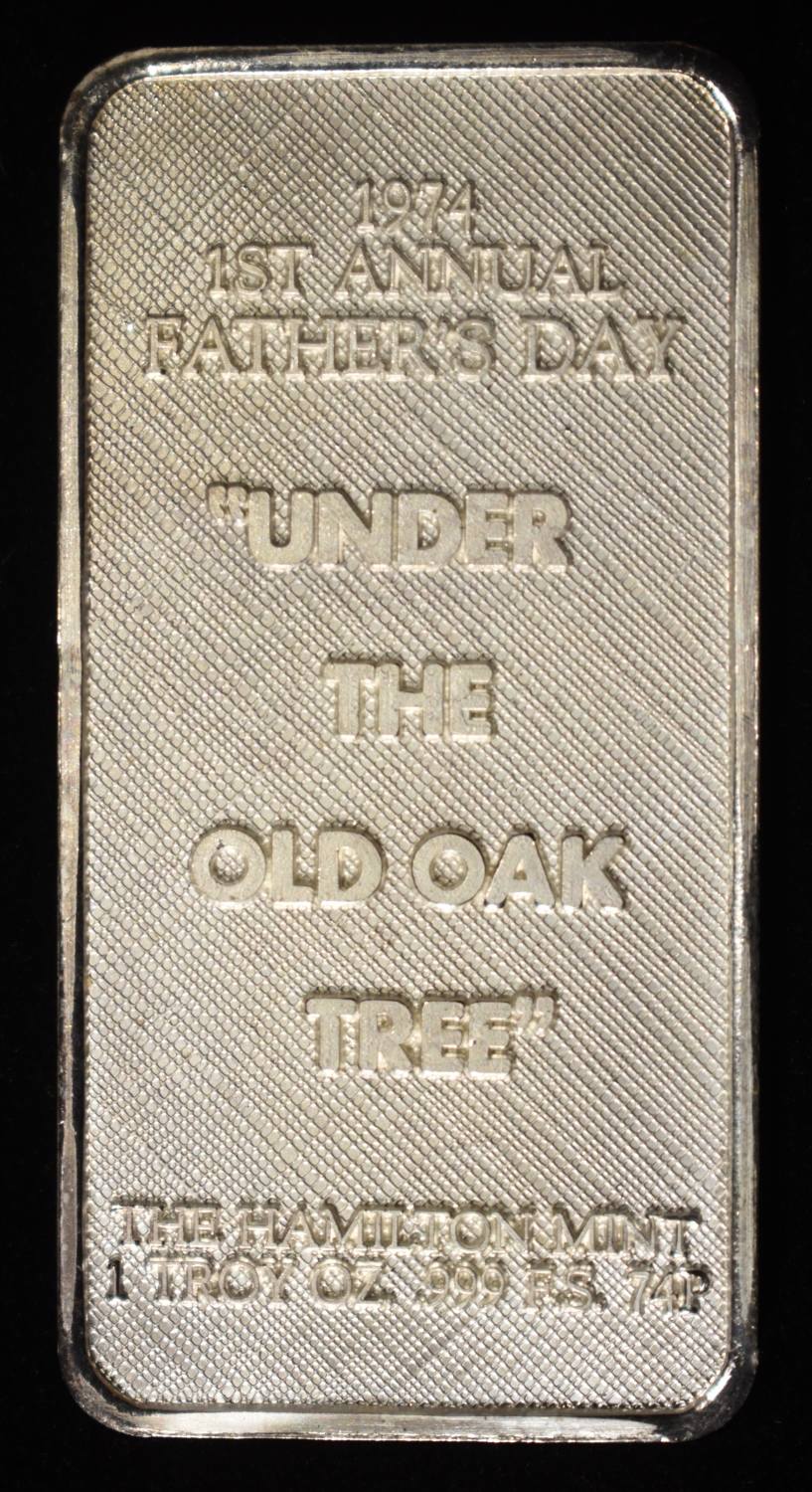HAMILTON MINT OLD OAK TREE 1 OZ .999 SILVER BAR