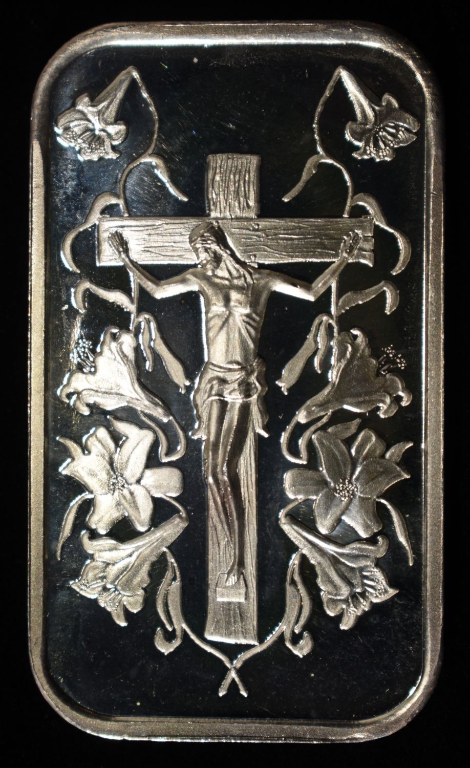JESUS ON CROSS 1 OZ .999 SILVER BAR