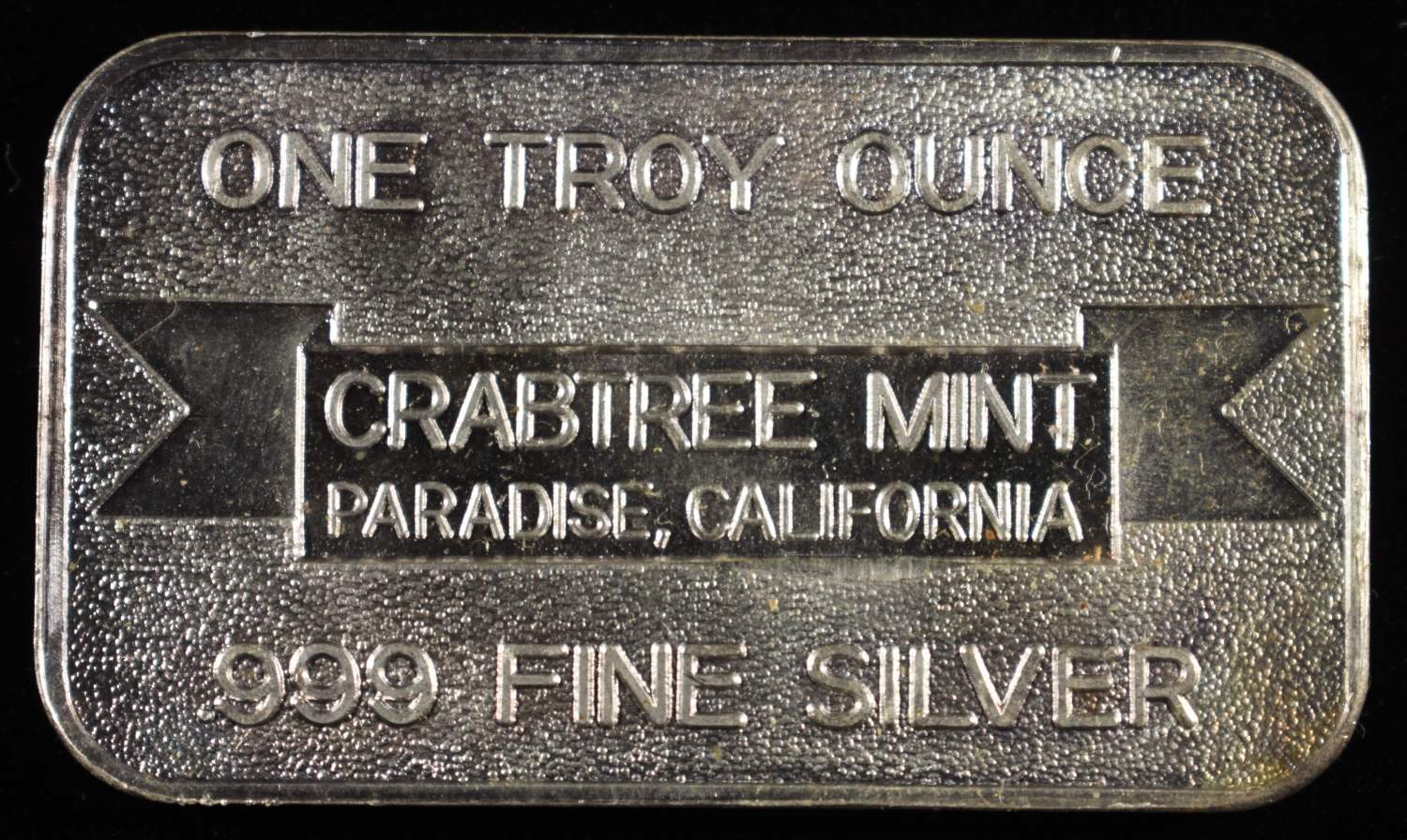 1973 CRABTREE MINT 1 OZ .999 SILVER INGOT