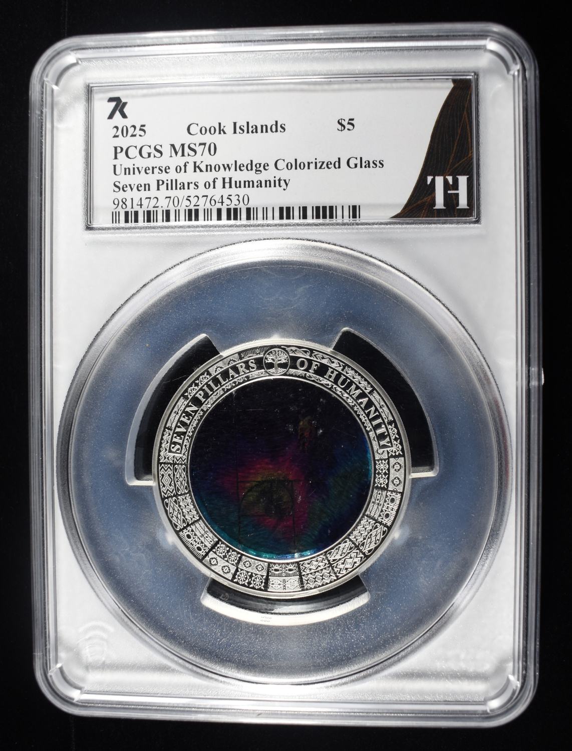 2025 COOK IS. COLORIZED GLASS & SILVER PCGS MS70