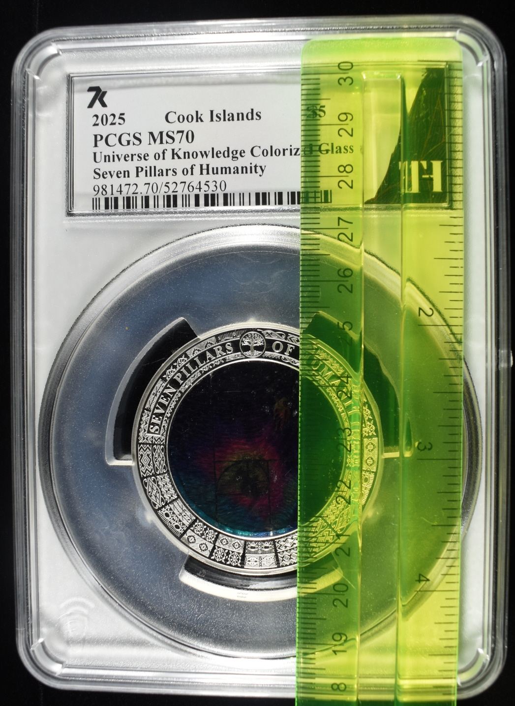2025 COOK IS. COLORIZED GLASS & SILVER PCGS MS70