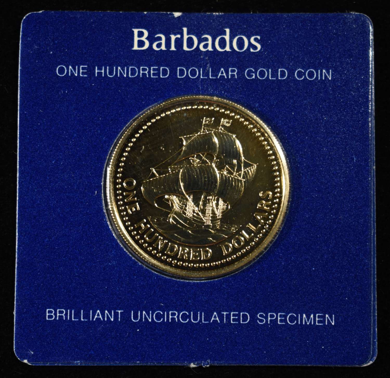 1975 $100 BARBADOS GOLD .0998 AGW