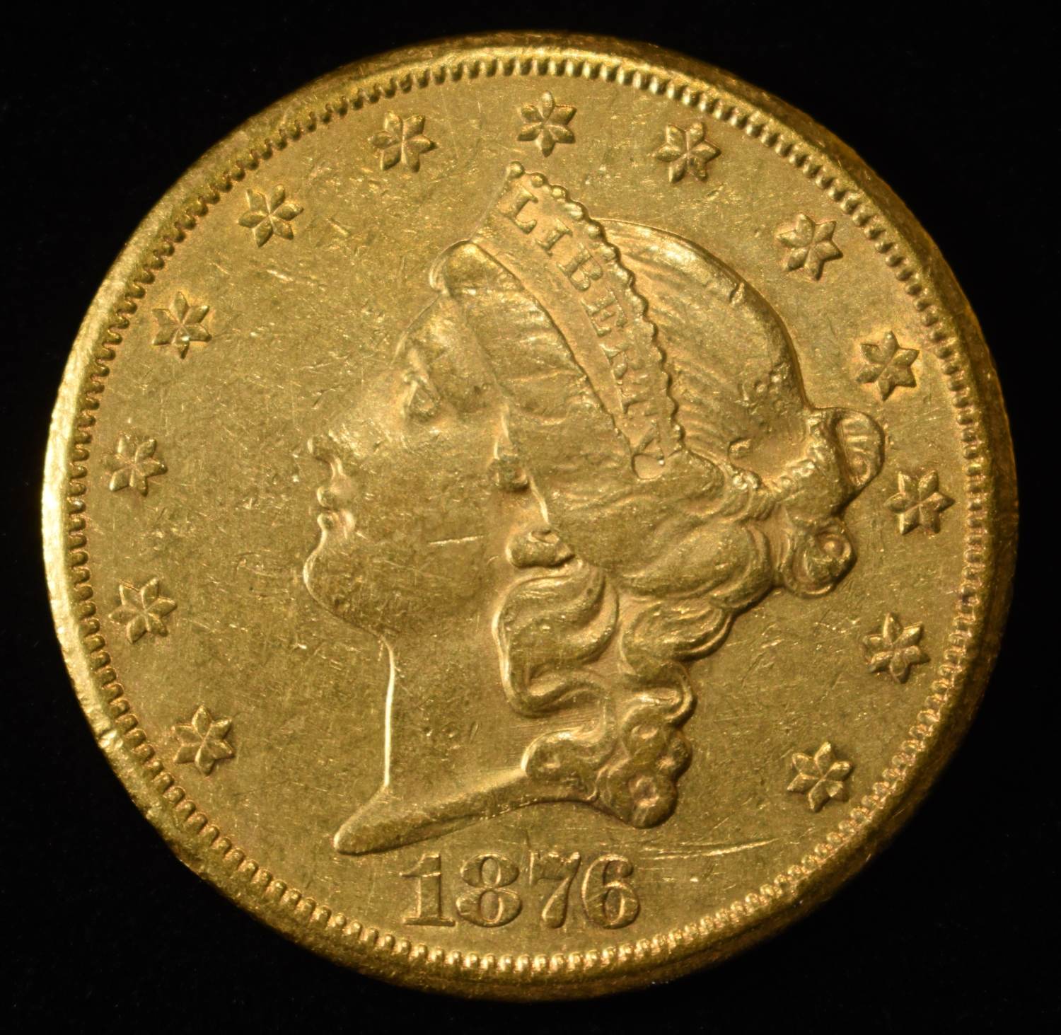 1876-CC $20 LIBERTY GOLD CH AU/UNC