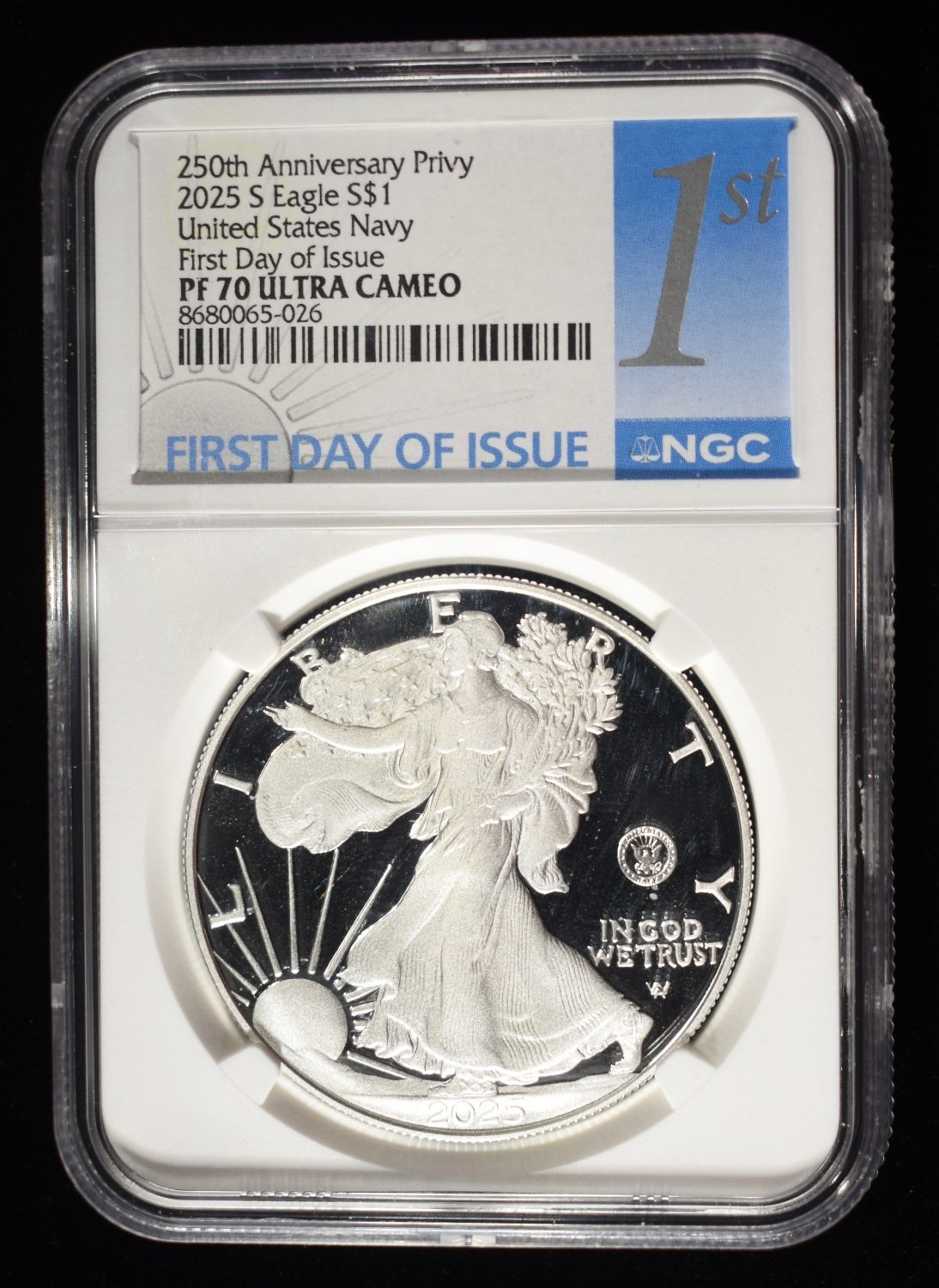 2025-S AMERICAN SILVER EAGLE PF 70 ULTRA CAMEO NGC