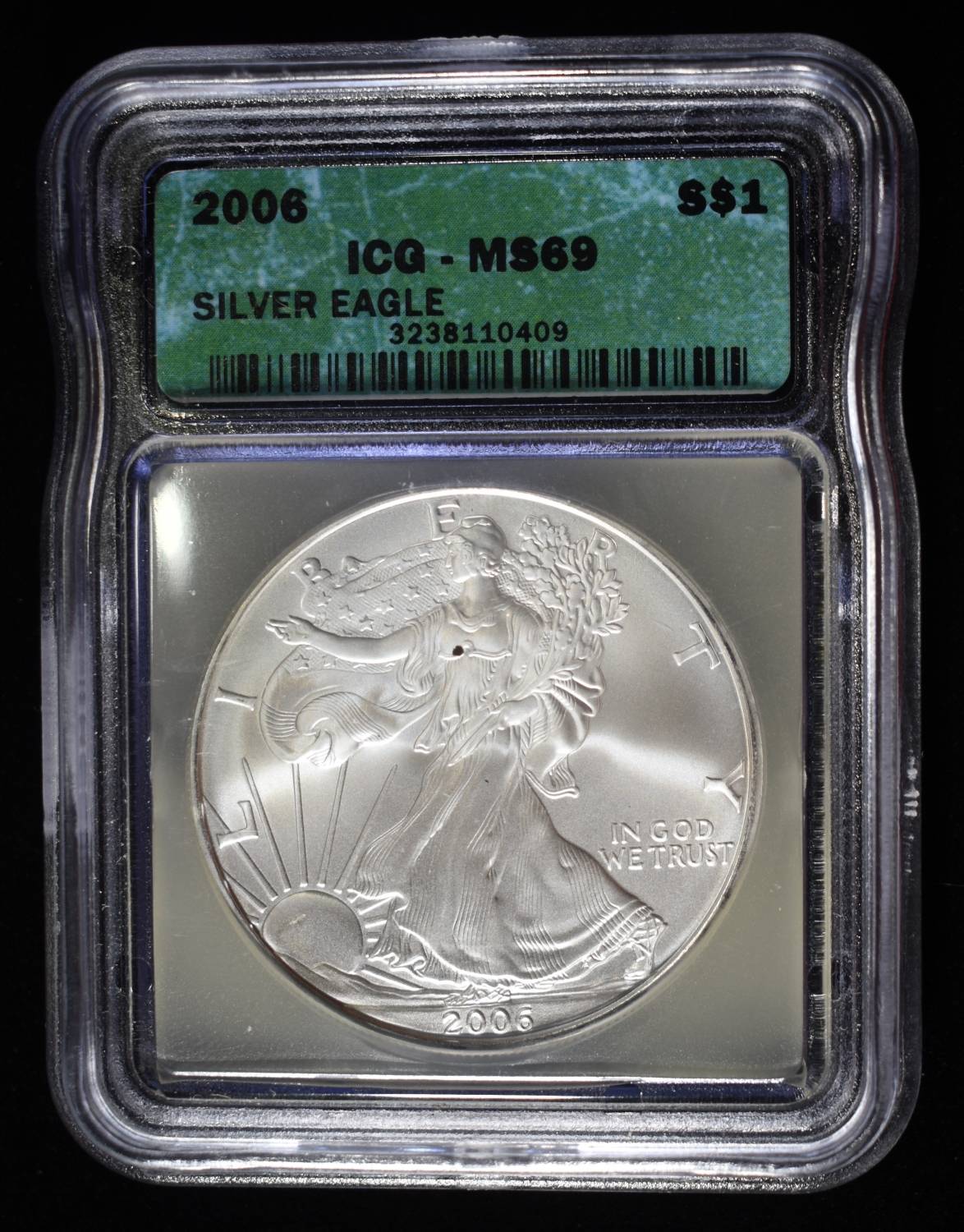 2006 AMERICAN SILVER EAGLE ICG MS69