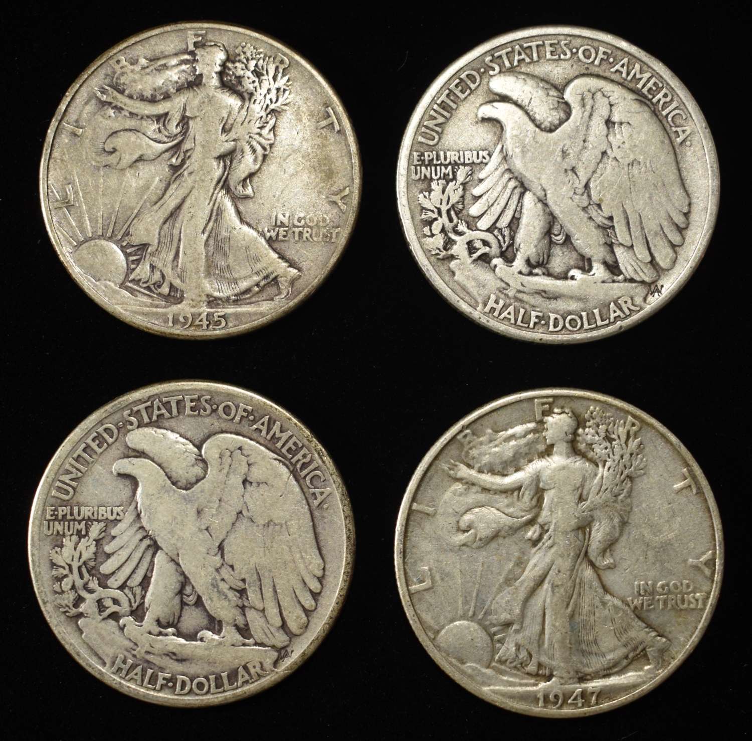 (10) 90% SILVER WALKING LIBERTY HALF DOLLARS