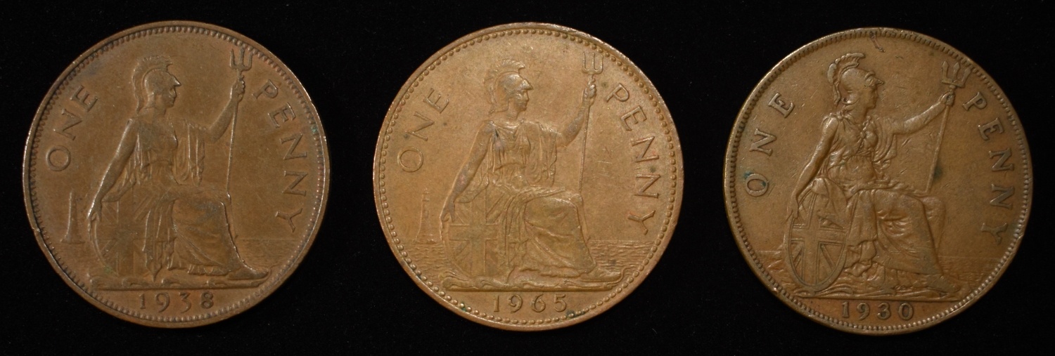 (50) GREAT BRITAIN ONE PENNY COINS