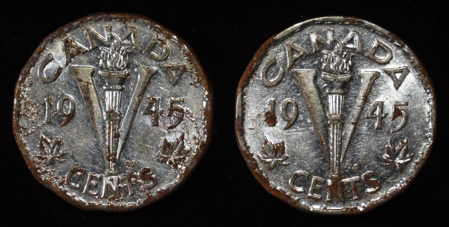 1945 STEEL ROLL CANADIAN NICKELS