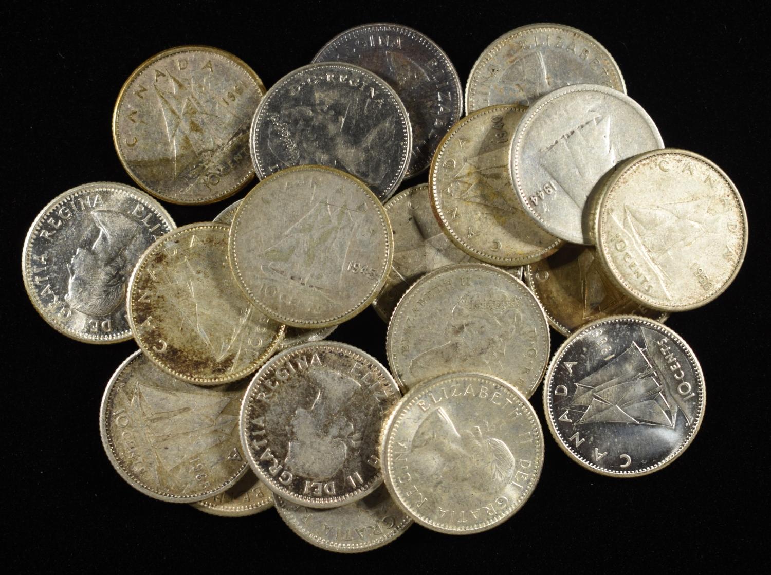 (20) 80% SILVER CANADIAN DIMES