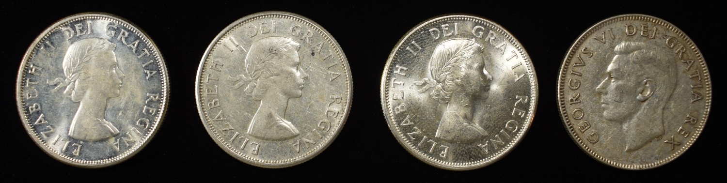 (4) 80% SILVER CANADIAN 50C COINS