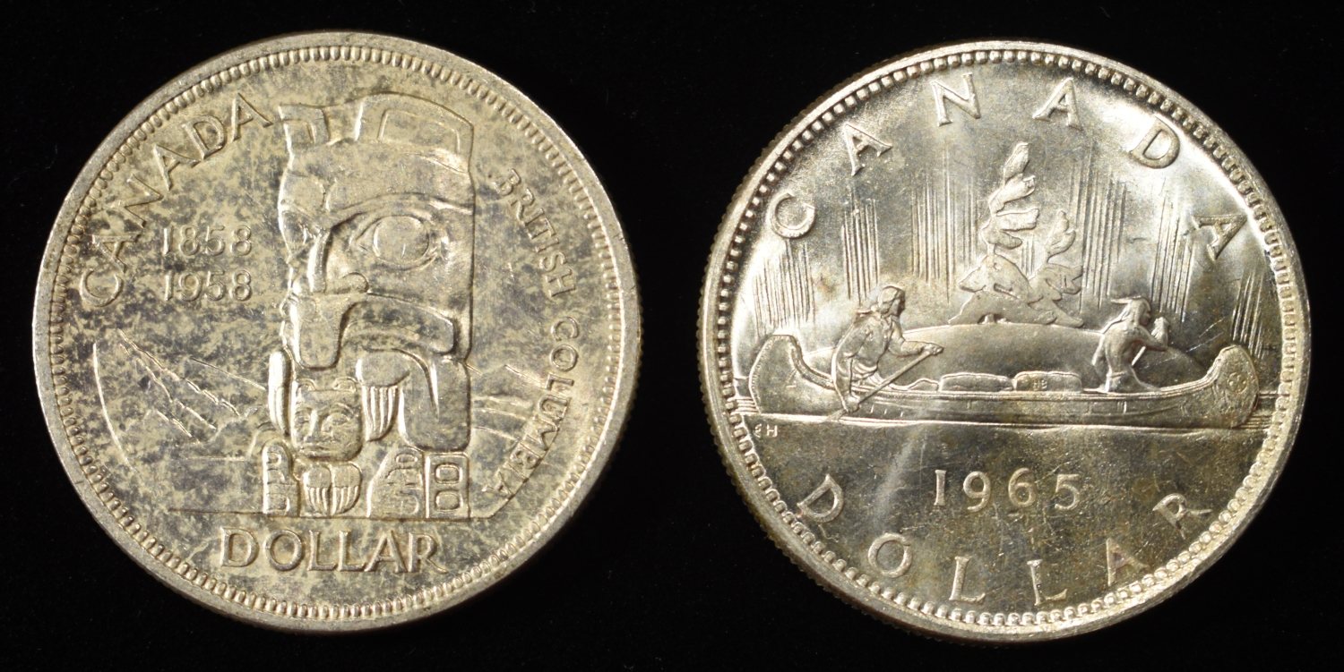 (2) 80% SILVER $1 CANADIAN COINS