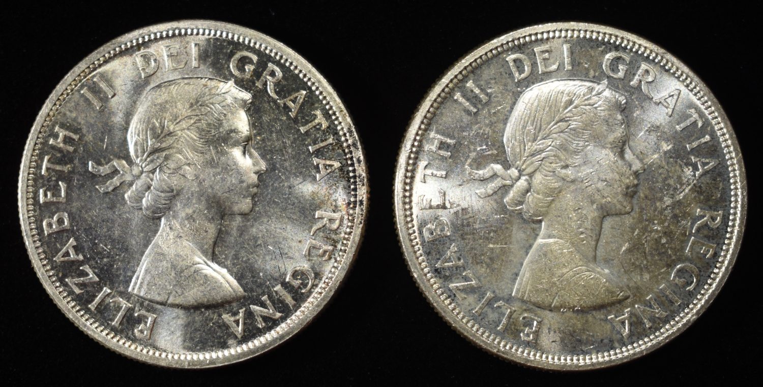 (2) 80% SILVER $1 CANADIAN COINS