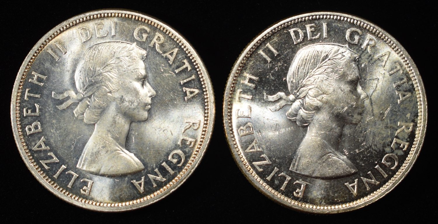 (2) 80% SILVER $1 CANADIAN COINS