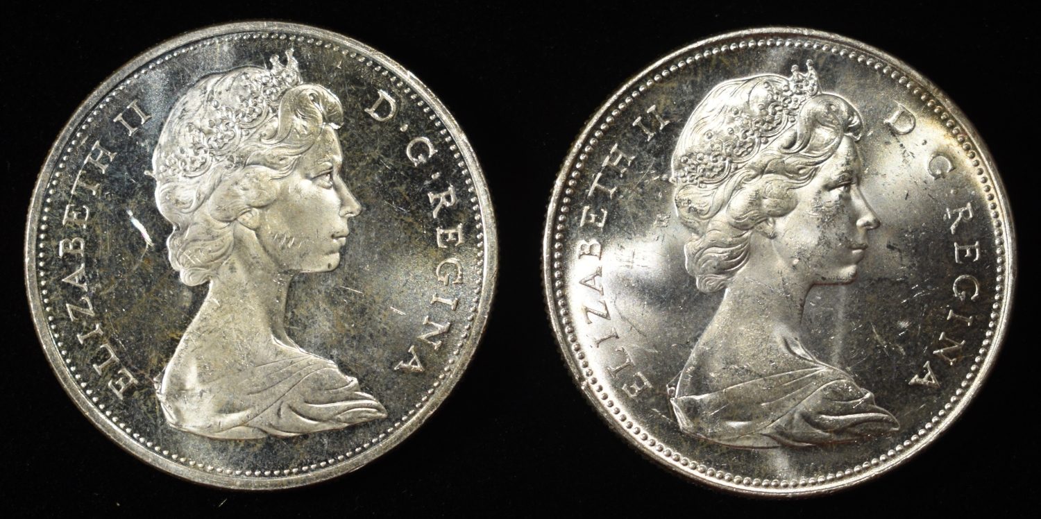 (2) 80% SILVER $1 CANADIAN COINS