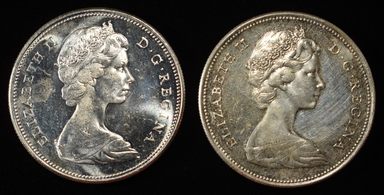 (2) 80% SILVER $1 CANADIAN COINS