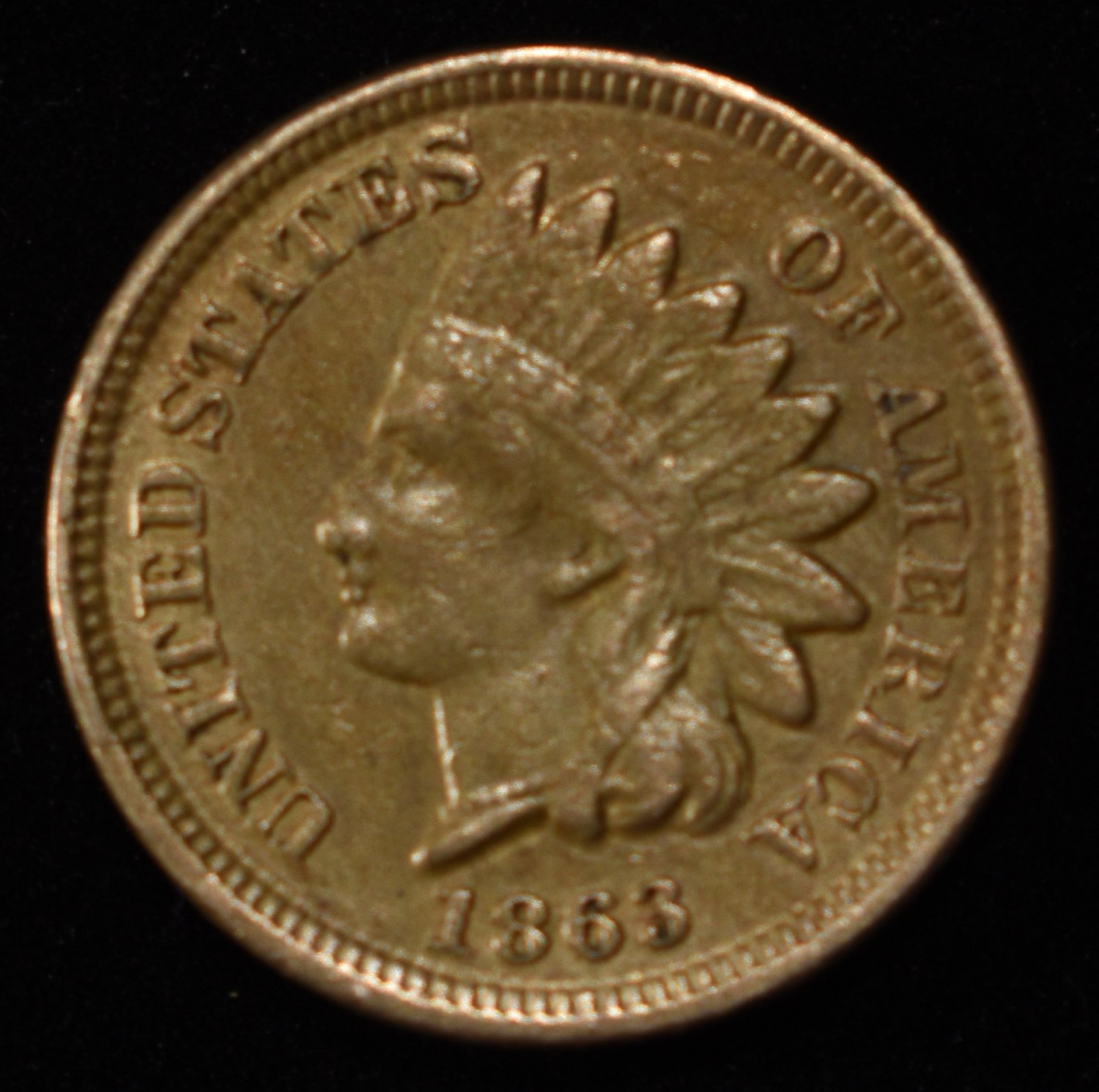 1863 INDIAN HEAD CENT AU