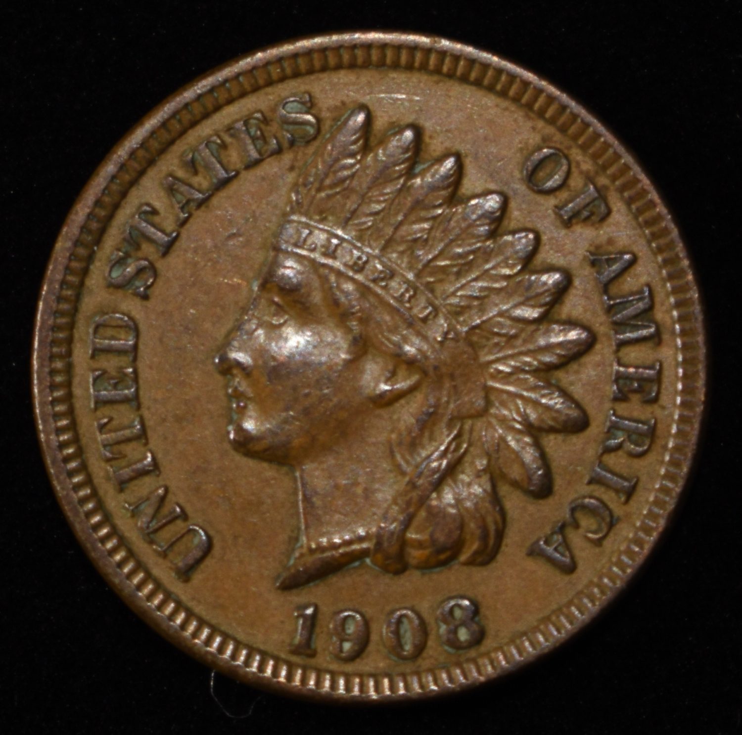 1908 INDIAN HEAD CENT CH BU BR
