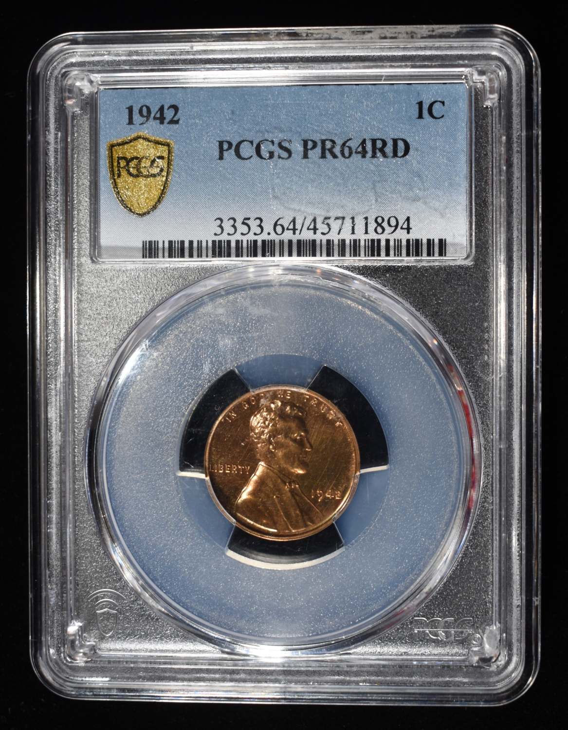 1942 WHEAT CENT PCGS PR64RD