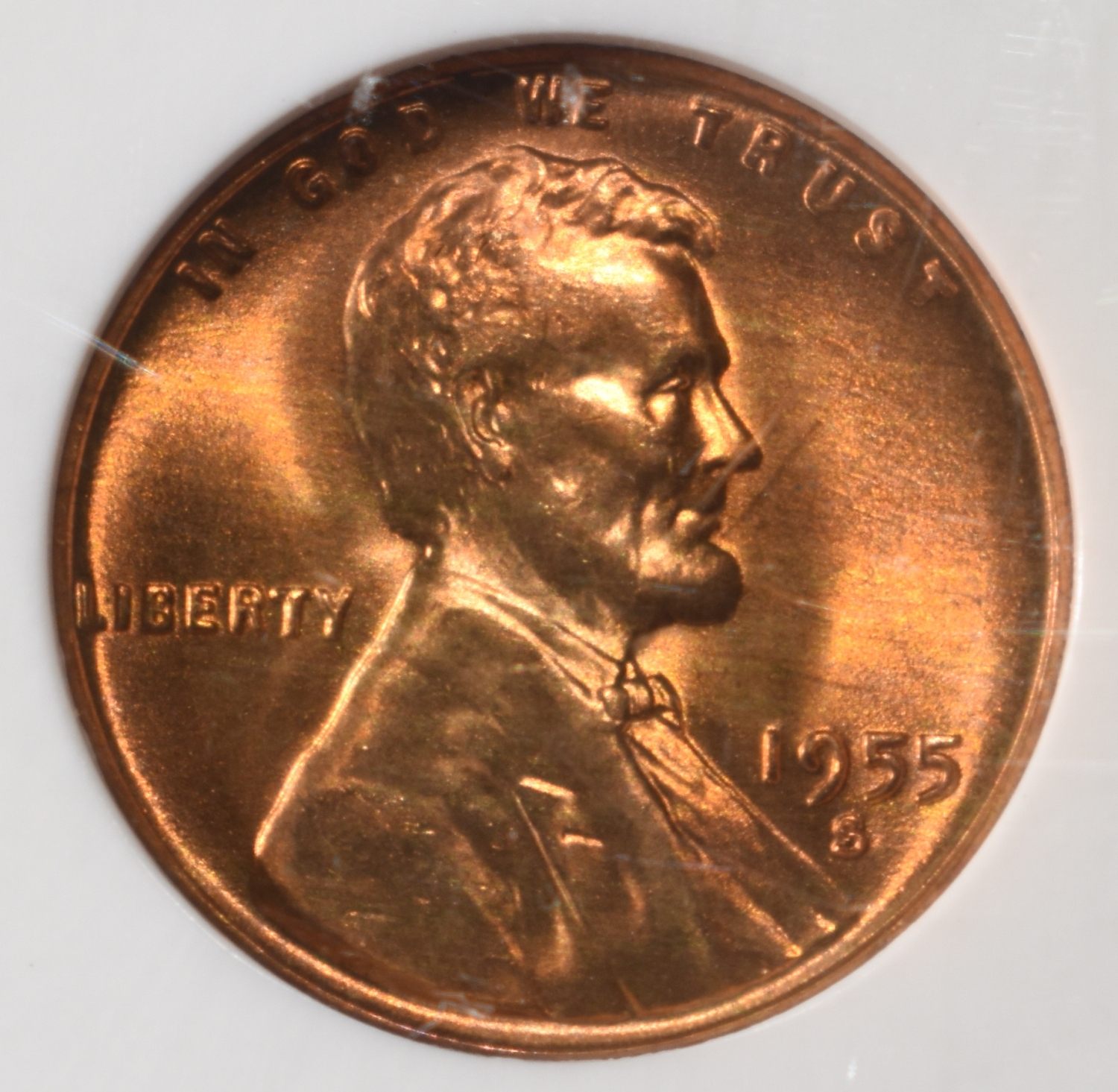 1955-S WHEAT CENT NGC MS67 RD