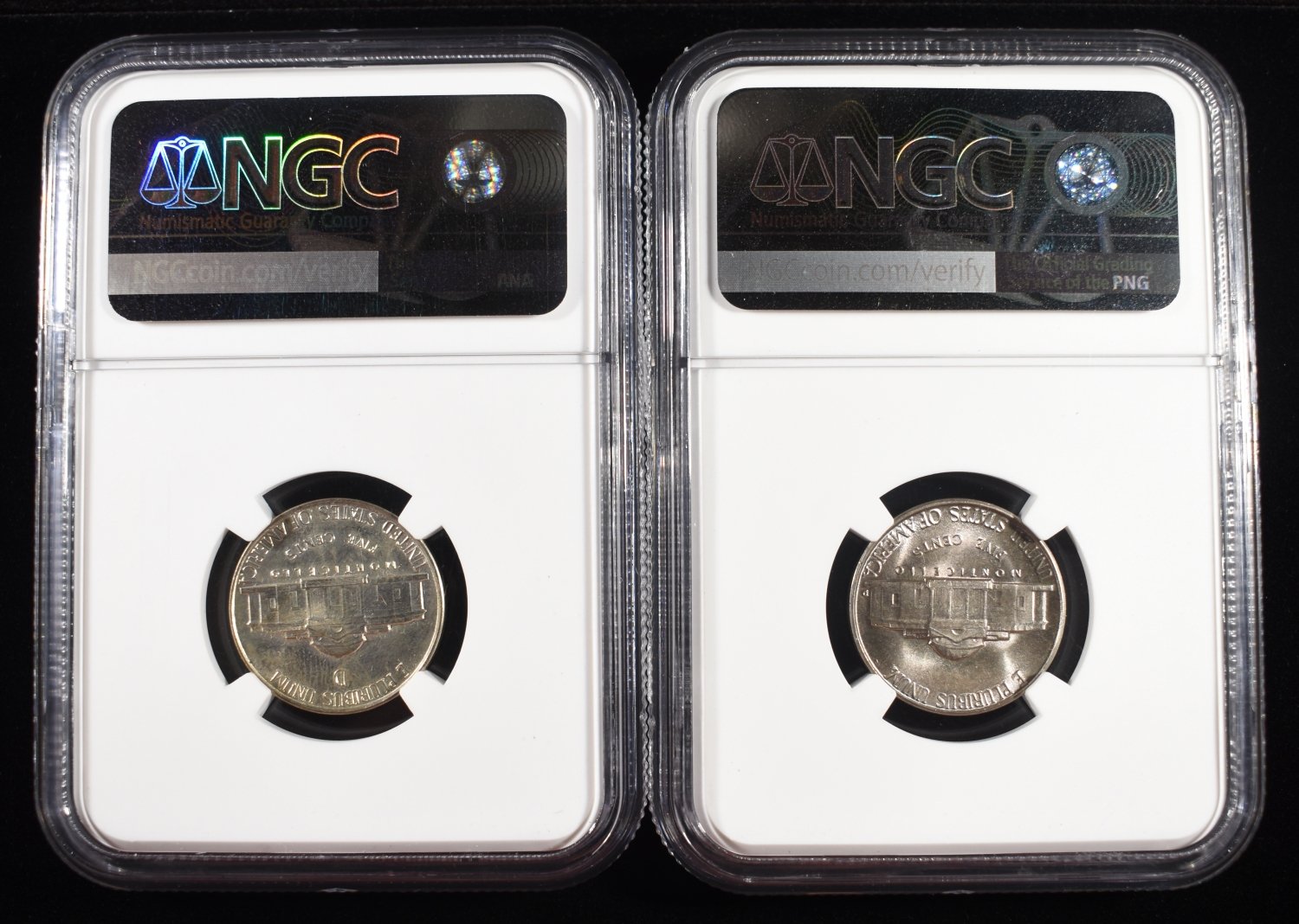 1944-D & 1950-D JEFFERSON NICKELS NGC MS65-66