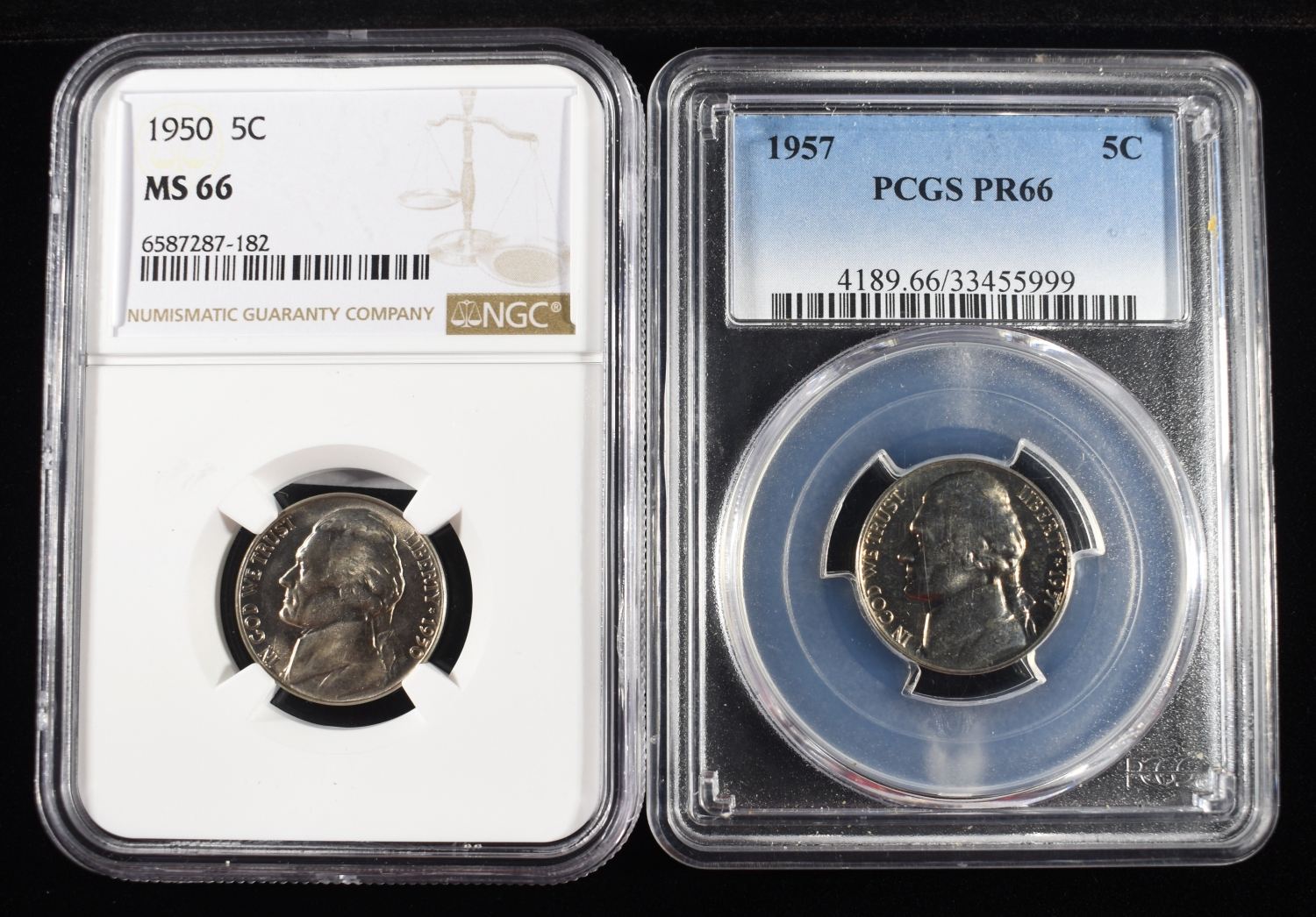 (2) GRADED JEFFERSON NICKELS