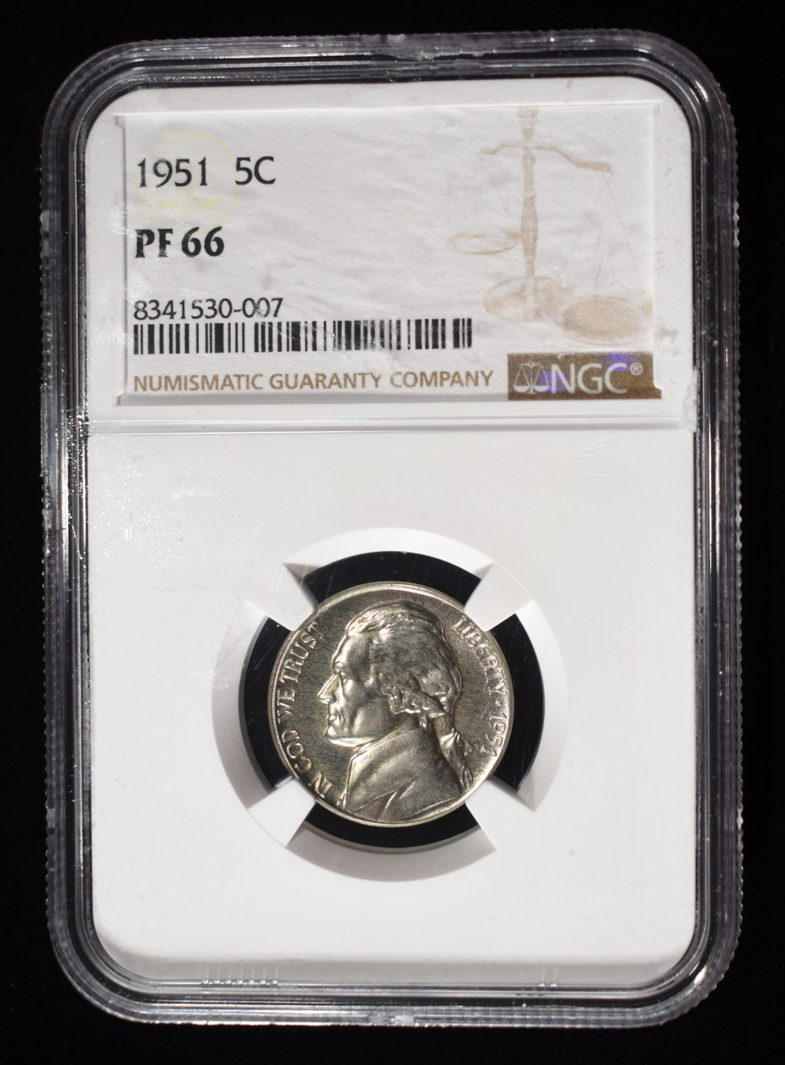 1951 JEFFERSON NICKEL NGC PF66