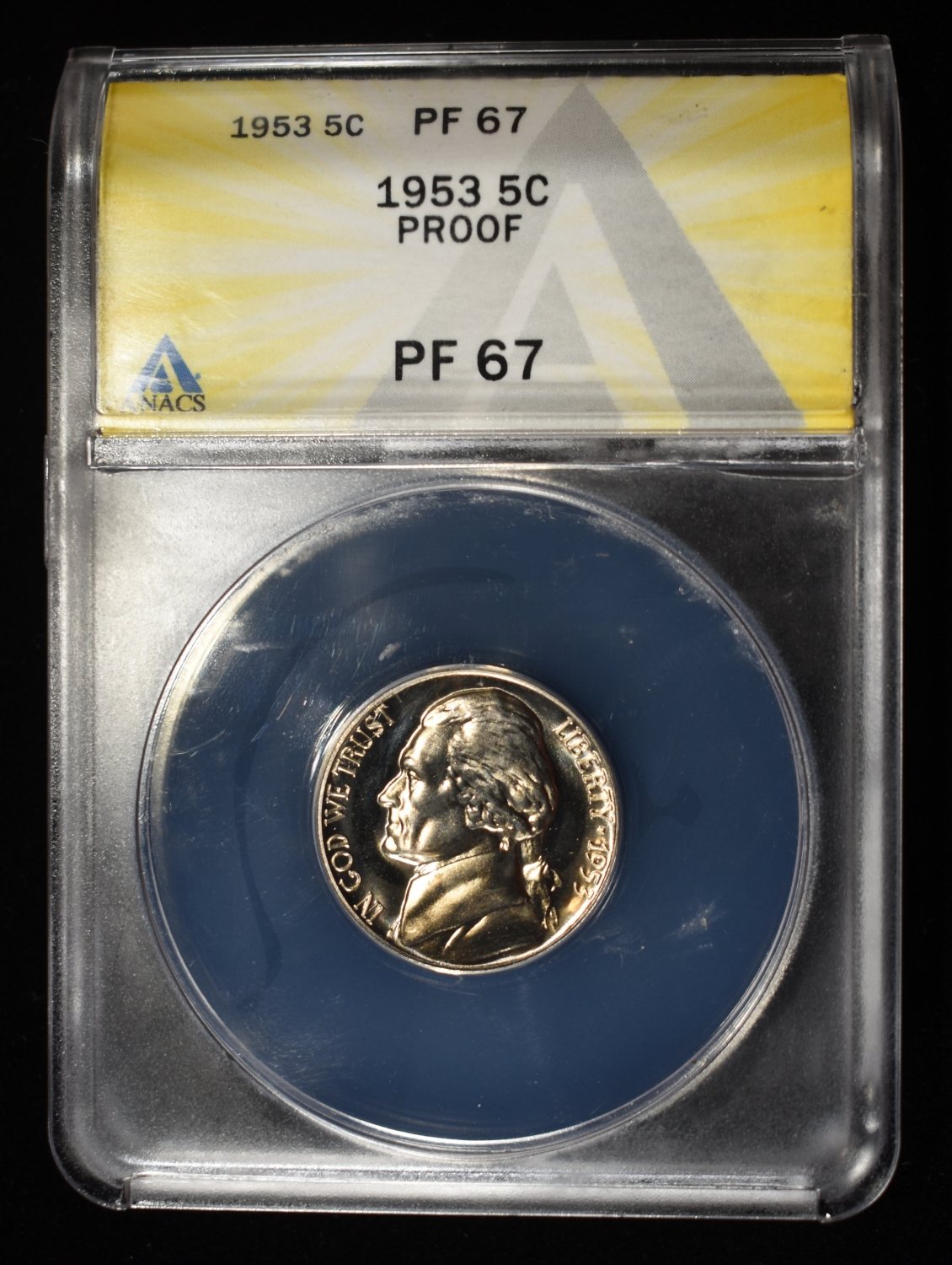 1953 JEFFERSON NICKEL ANACS PF67
