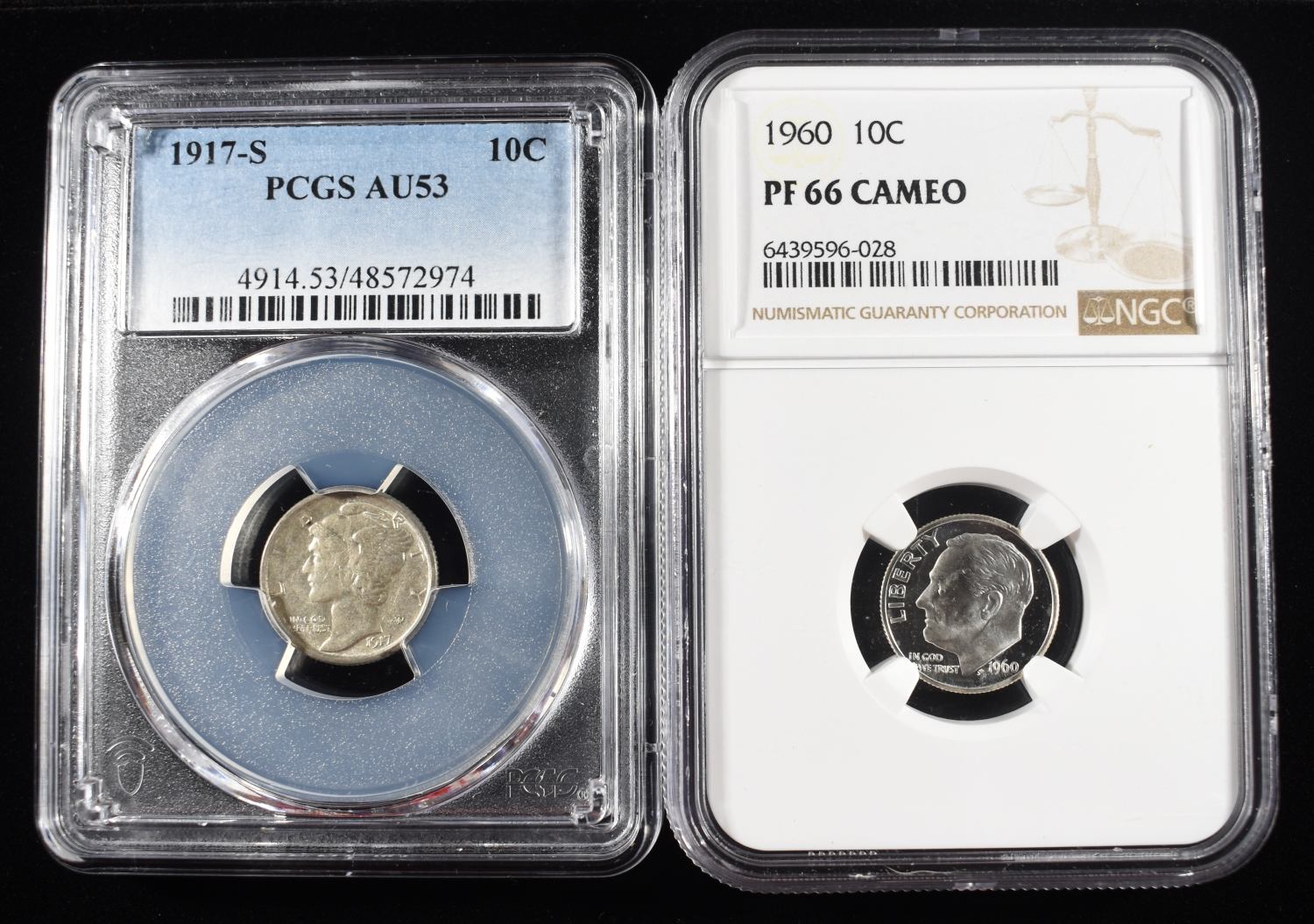 (2) GRADED DIMES