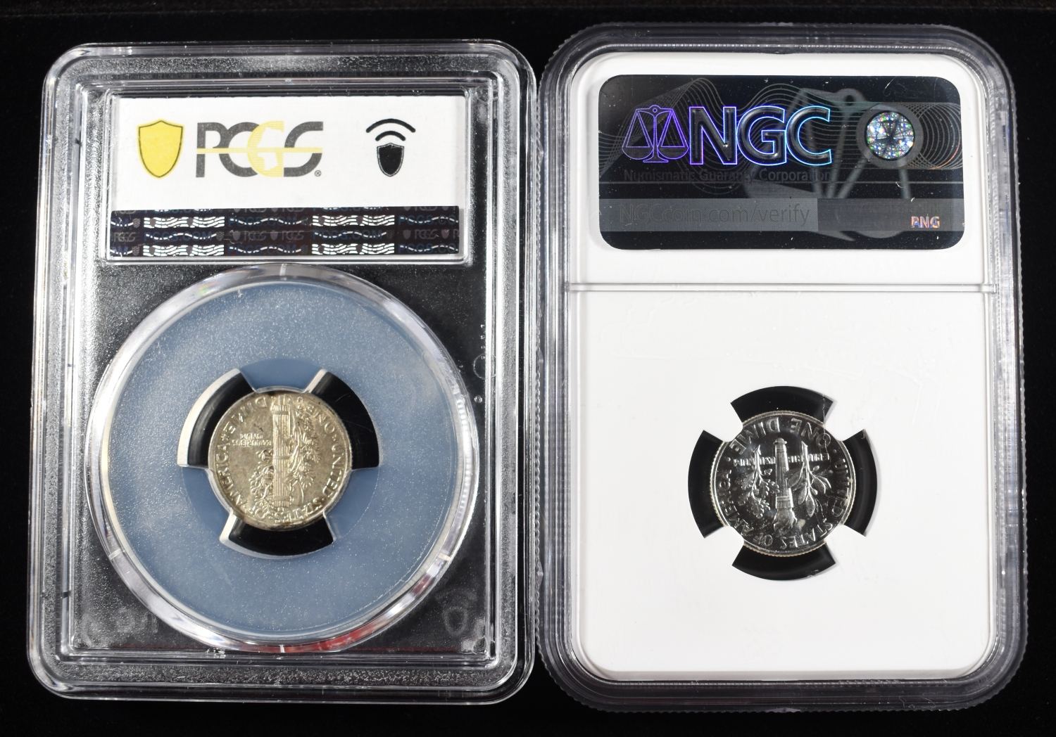 (2) GRADED DIMES