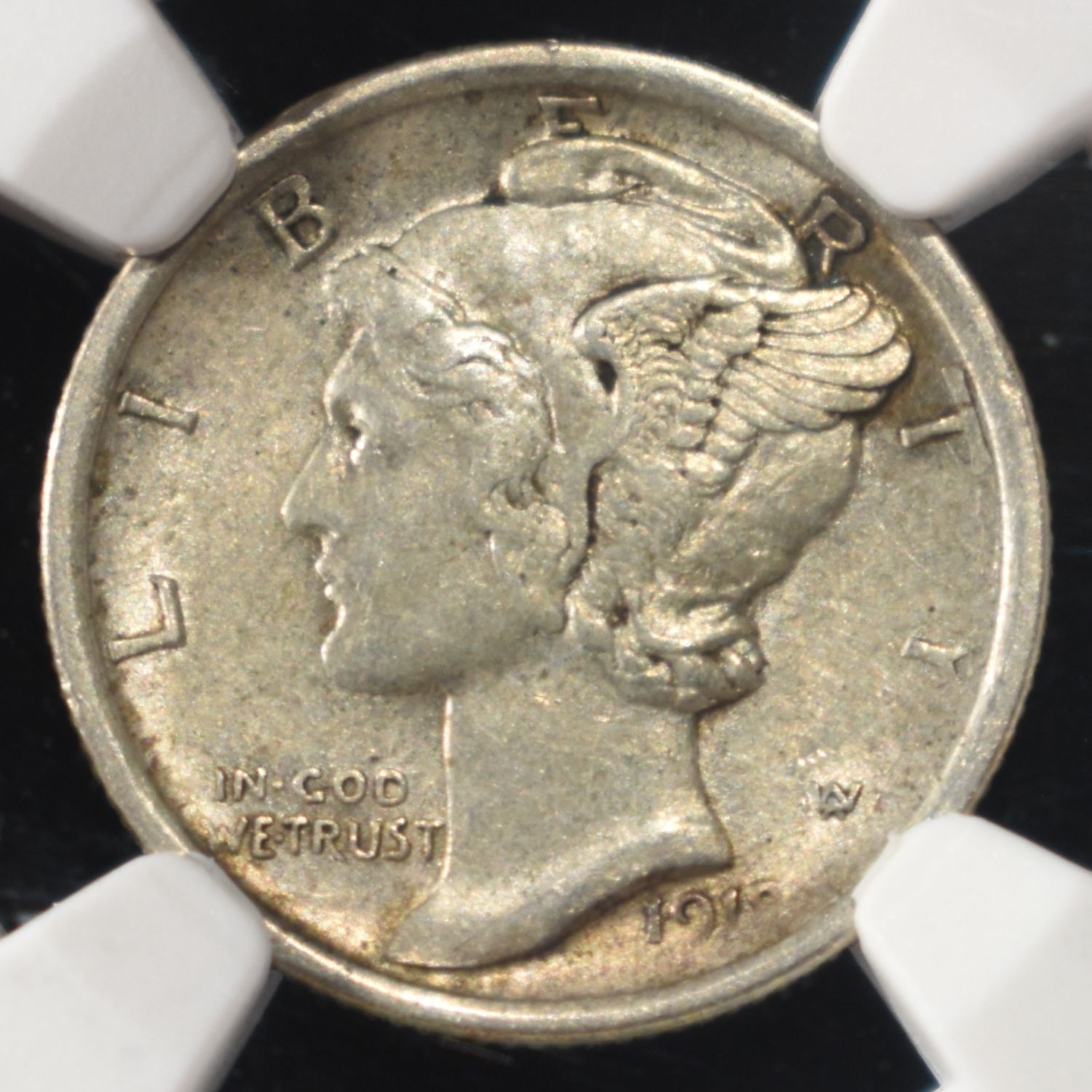 1918-D MERCURY DIME NGC AU53