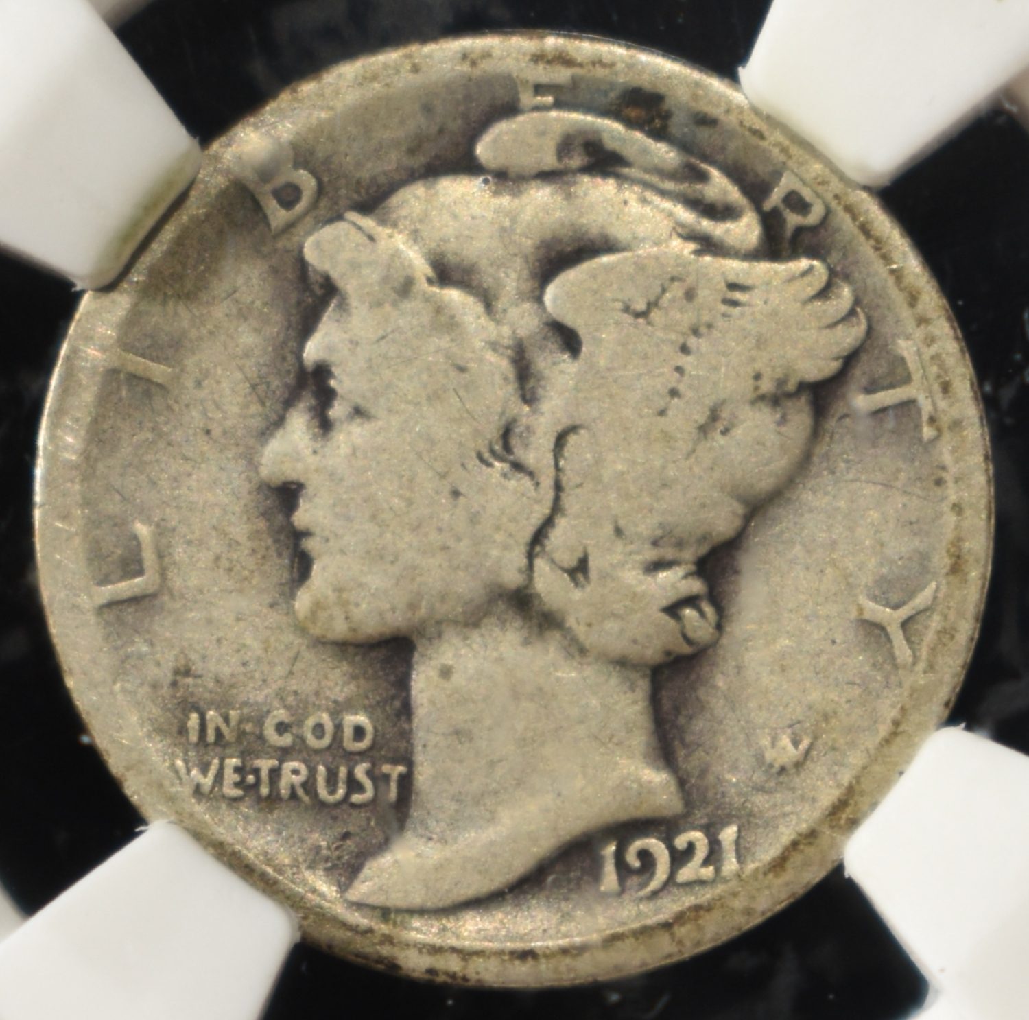 1921-D MERCURY DIME PGA FINE