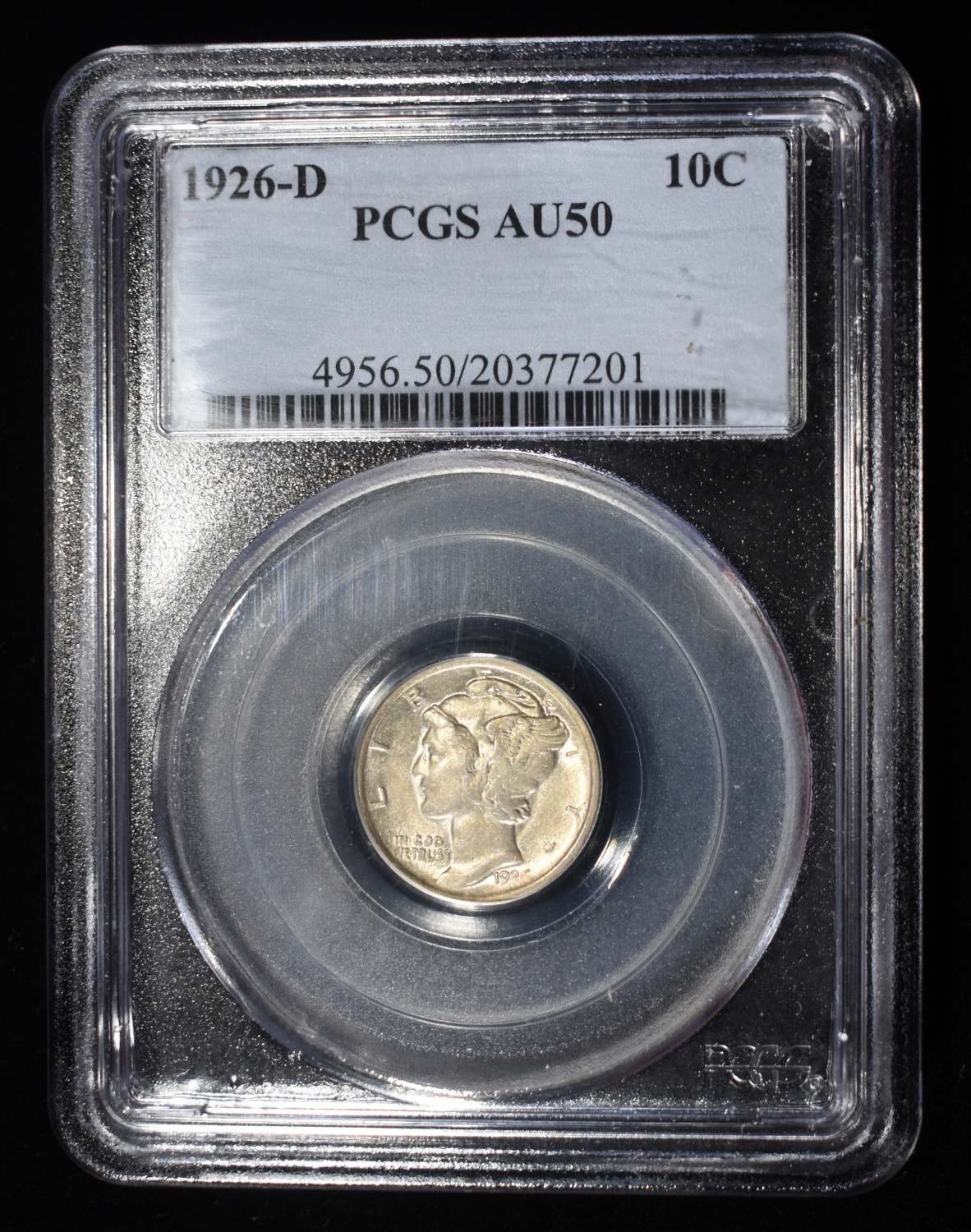1926-D MERCURY DIME PCGS AU50