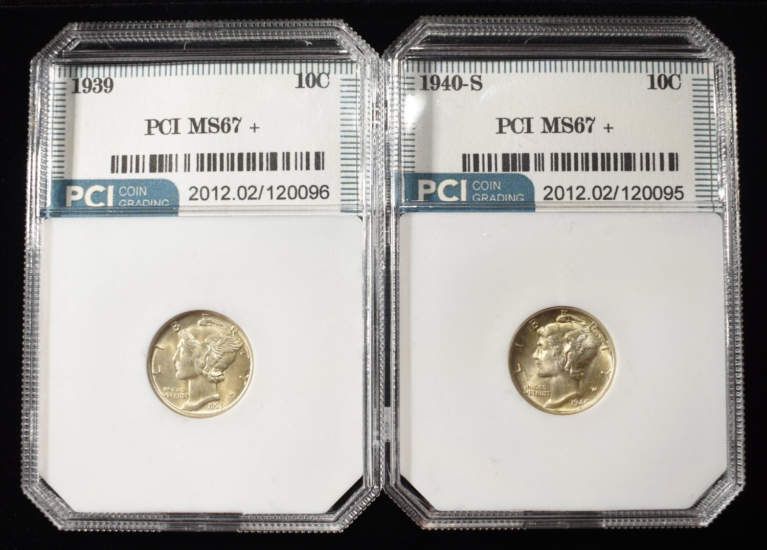 1939 & 1940-S MERCURY DIME PCI SUPERB GEM BU