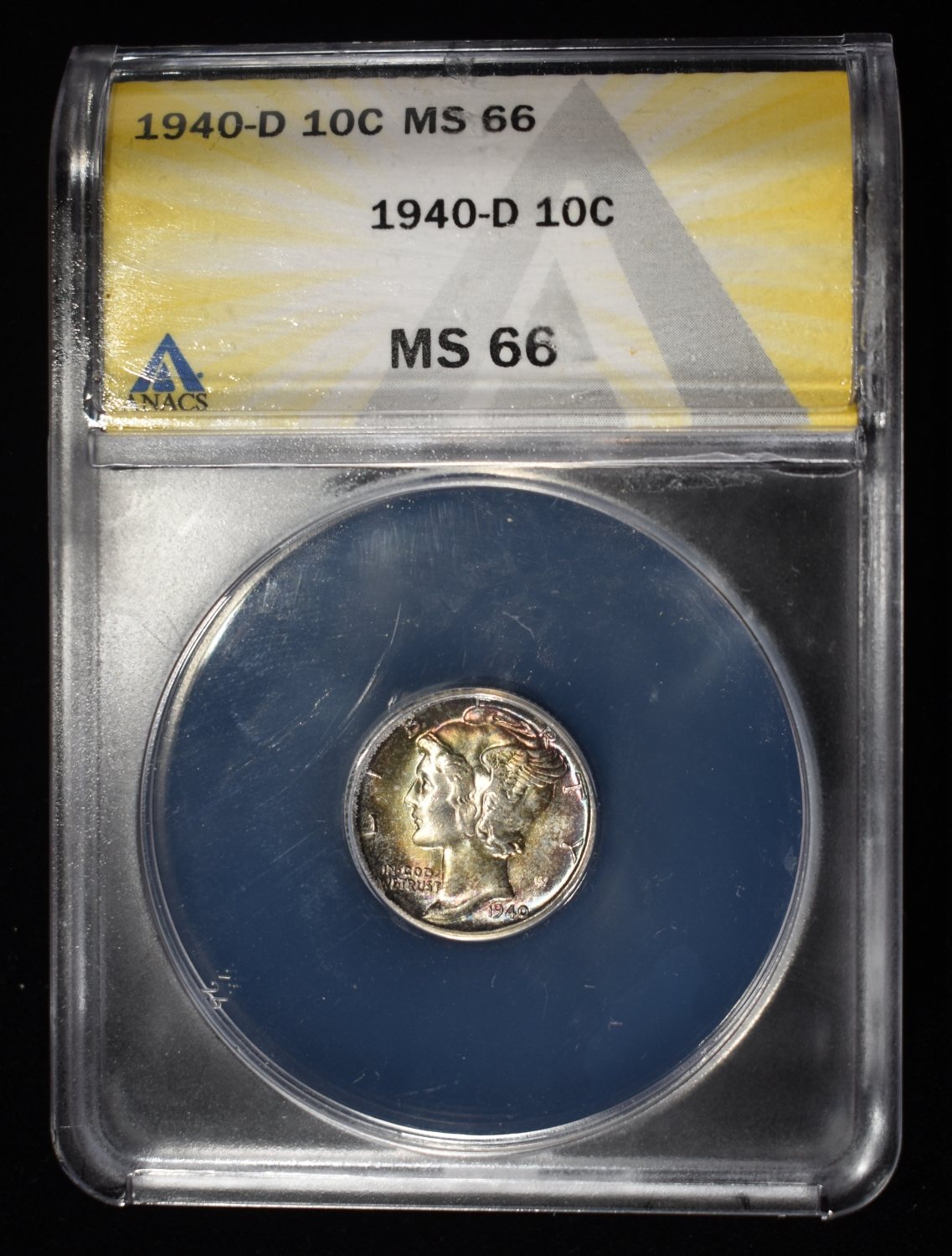 1940-D MERCURY DIME ANACS MS66