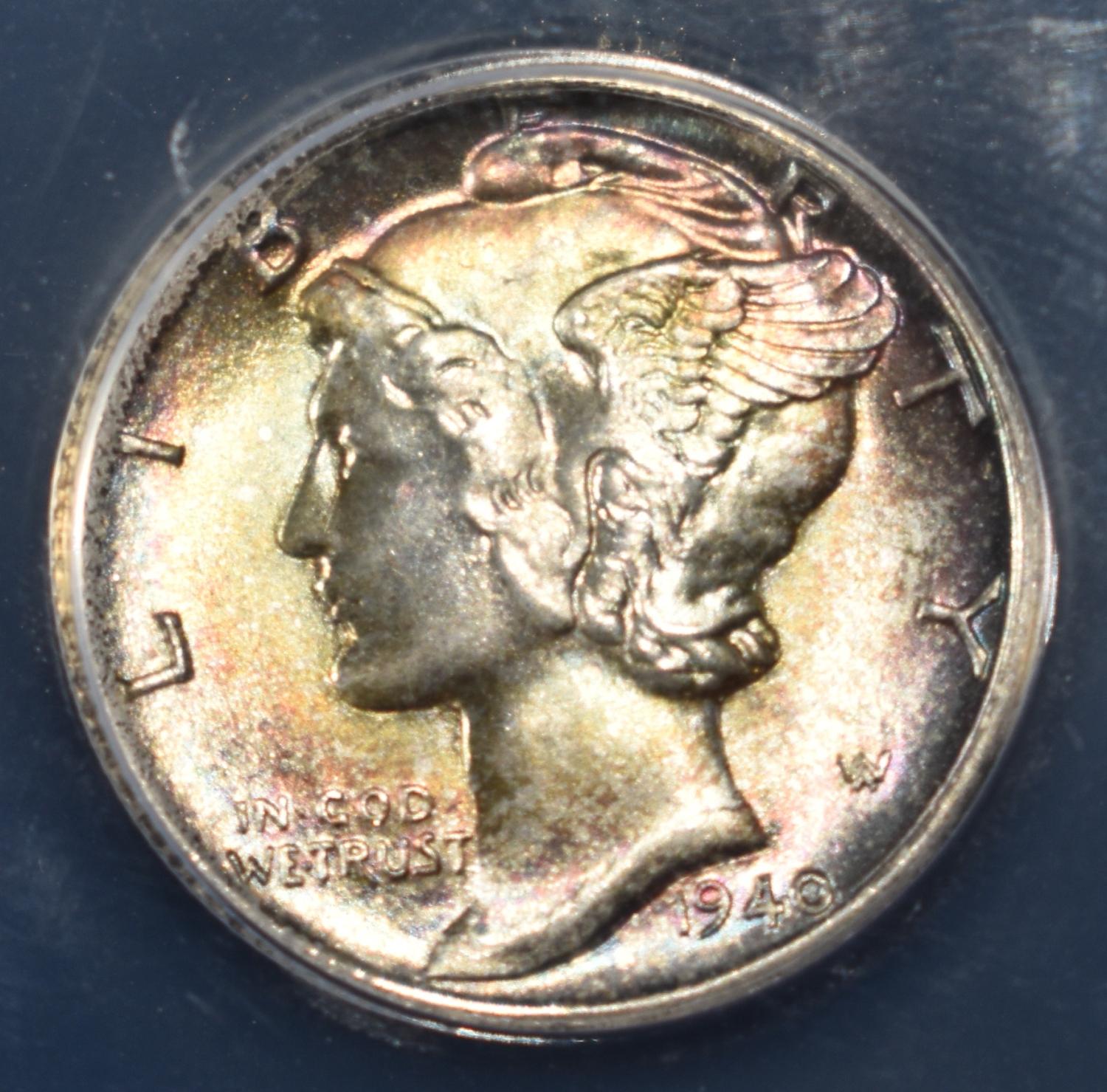 1940-D MERCURY DIME ANACS MS66
