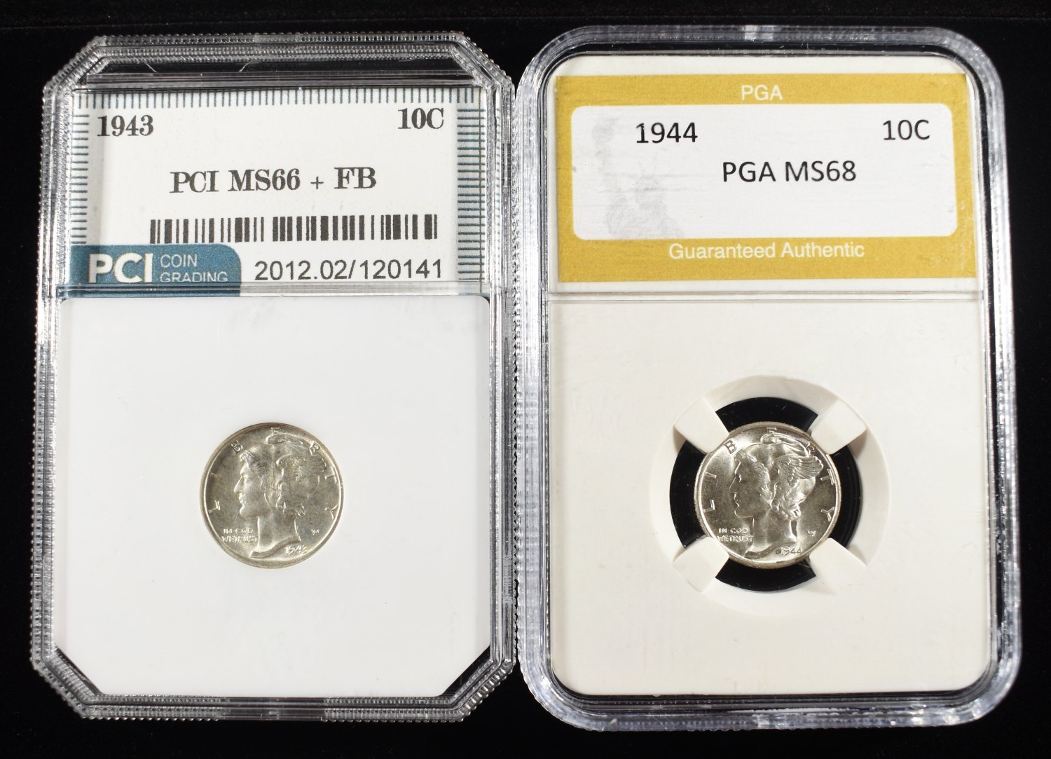 (2) GRADED MERCUY DIMES
