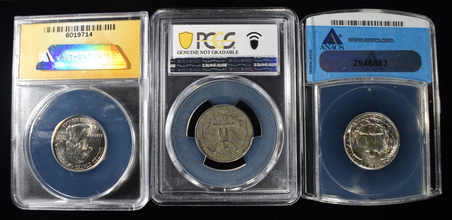 (3) GRADED WASHINGTON QUARTERS
