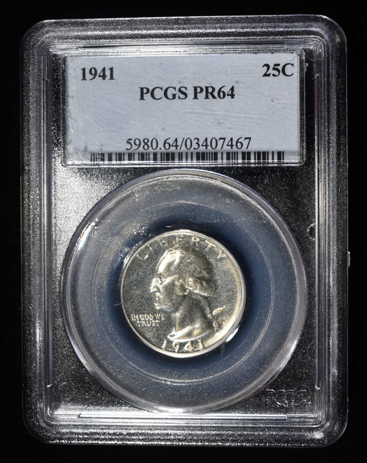 1941 WASHINGTON QUARTER PCGS PR64