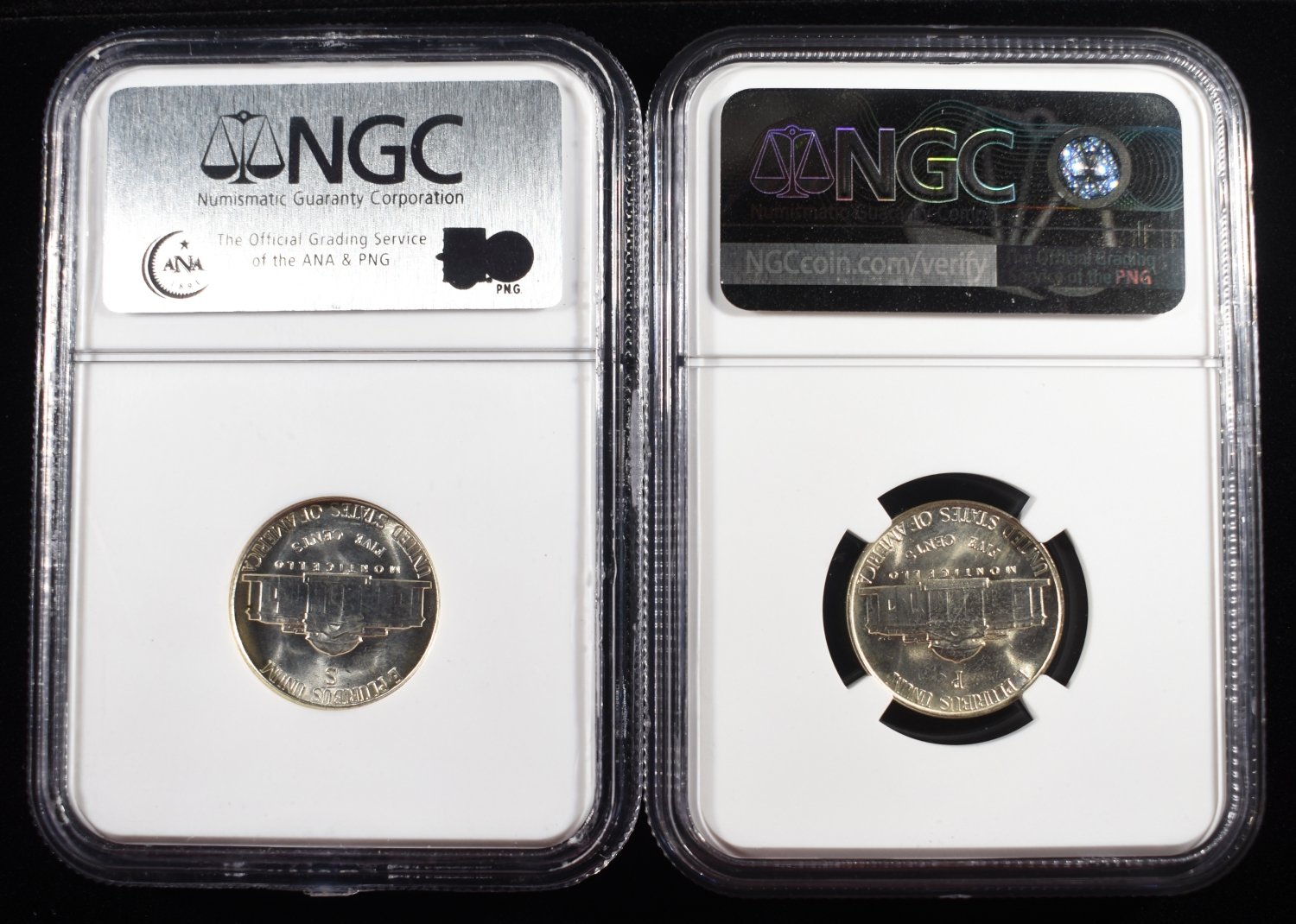 1942-S & 1944-P WAR NICKELS NGC MS66