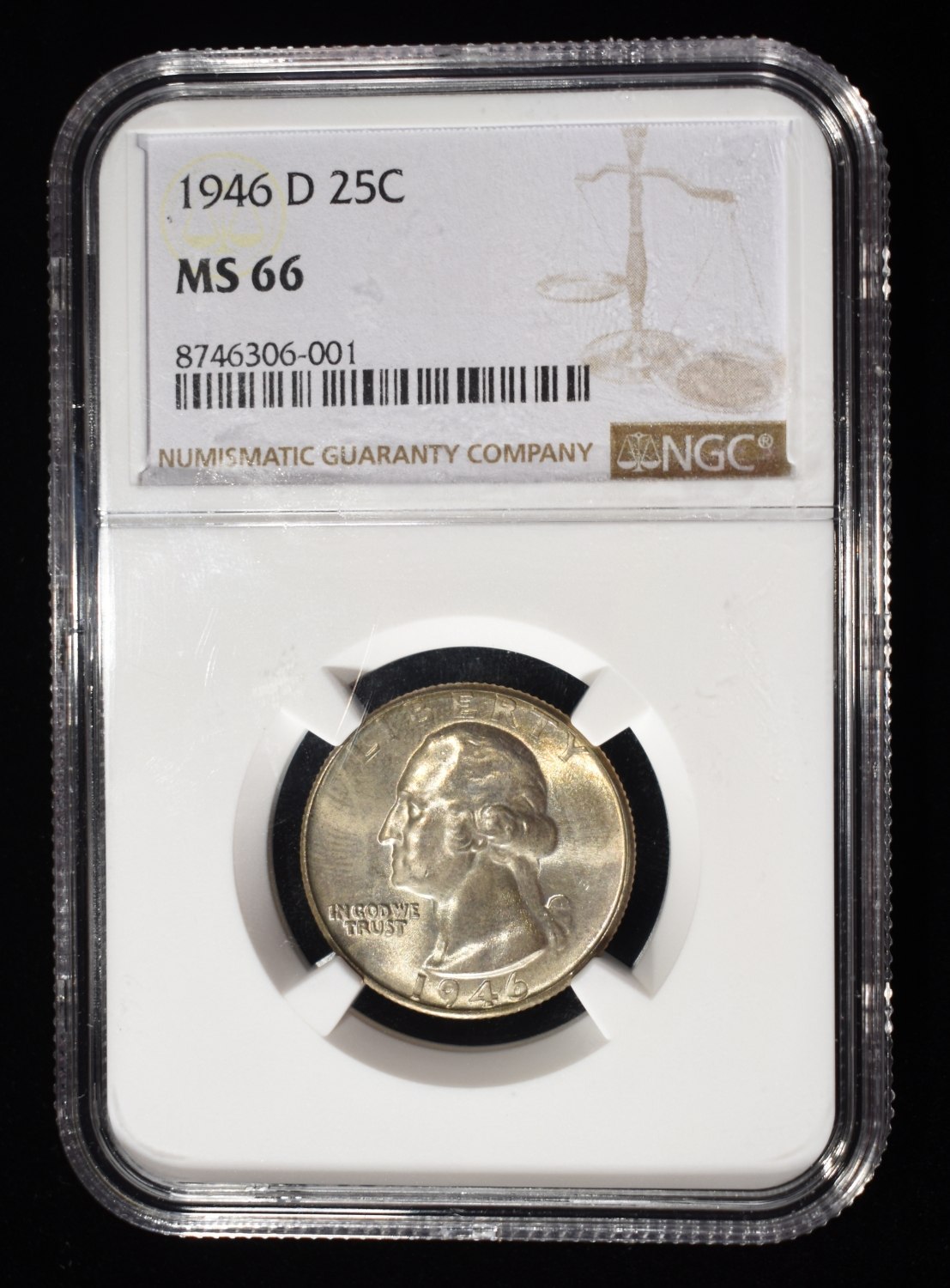1946-D WASHINGTON QUARTER NGC MS66